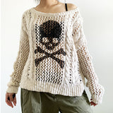2025 autumn and winter  new street hipster solid color knitted bottoming shirt hollow twist crew neck sweater women