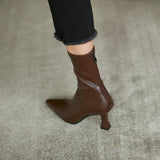 2025  Keep it heavy! Huge good-looking~ Classic black pointed-toed thin-heeled thin socks boots, high-heeled elastic short boots, single boots for women
