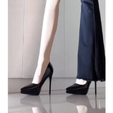 2025  Not tired feet waterproof table high heels women's thin heels pointed 2025 new black sexy versatile professional temperament single shoes