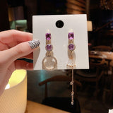Geometric crystal opal earrings
