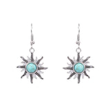 Turquoise earrings with wind flowers and water drops