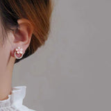 S925 silver pin pink cherry blossom earrings