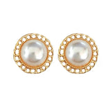 S925 silver needle round pearl hollow earrings