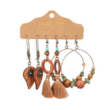 Drop-shaped tassel turquoise feather flower earrings