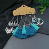 Retro alloy drop pink tassel earrings