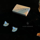 Full diamond pearl geometric face S925 silver pin earrings