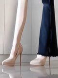 2025  Not tired feet waterproof table high heels women's thin heels pointed 2025 new black sexy versatile professional temperament single shoes