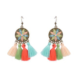 Geometric retro tassel openwork earrings