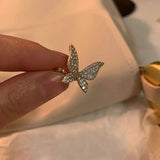 Full rhinestone butterfly ear clip simple retro earrings