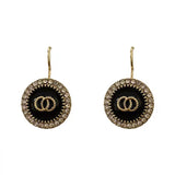 S925 Silver Needle Black Ring Geometric Earrings