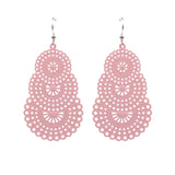 Geometric round flowers with openwork metal earrings