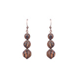 Leaf hoop metallic leather fringed earrings