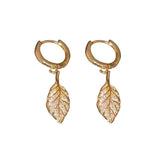 S925 silver needle leaf earrings