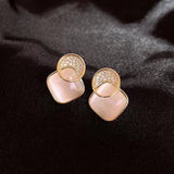 S925 Silver Needle Geometric Diamond Cat Eye Earrings