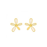 S925 silver needle micro-set delicate small sweet floral earrings