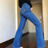 themeisles - Rainbow Love Heart Bell Bottom Jeans ~ HANDMADE