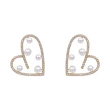S925 silver needle pearl love sweet earrings
