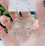 Geometric crystal opal earrings