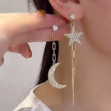 the myth of the moon stars S925 silver needle earrings