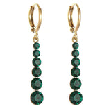 S925 silver needle full diamond drop emerald earrings