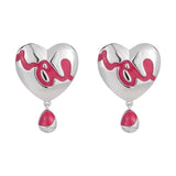 Tassel peach heart drop glaze earrings