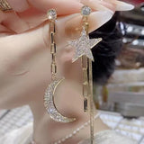 the myth of the moon stars S925 silver needle earrings