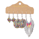 Fashion alloy leaves rhinestone wings tassels dripping oil feather earrings