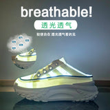 2025  popular summer new half tray white shoes women's mesh breathable student board shoes casual shoes increase ins tide Q072