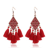 fringed bridal long geometric earrings