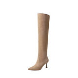 2025  Pointed boots Children look thin in early autumn but knee boots long boots thin heel knight boots high heel pile boots
