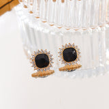 S925 silver needle simple geometric square earrings
