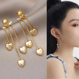 S925 silver needle metal small peach tassel earrings