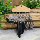Geometric tassel flower shell earrings