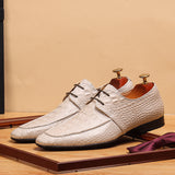 2025 Kuaishou leather shoes men's shoes new business casual formal wear men's genuine leather crocodile pattern round head derby shoes men's Popular trade