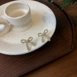S925 silver needle delicate sweet bow earrings
