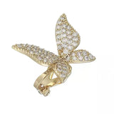 Full rhinestone butterfly ear clip simple retro earrings