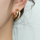 S925 simple C-shaped hollow earrings