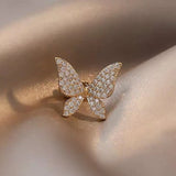 Full rhinestone butterfly ear clip simple retro earrings