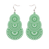 Geometric round flowers with openwork metal earrings