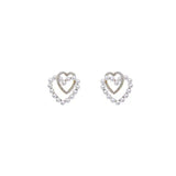 S925 silver needle Korean double-layer love pearl earrings