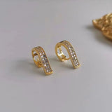 Genuine gold plated S925 silver needle geometric circular micro-embedded earrings