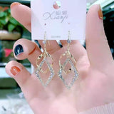 Geometric crystal opal earrings