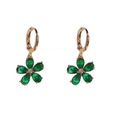 Emerald flower simple temperament earrings