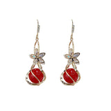 Zircon five-petal opal earrings