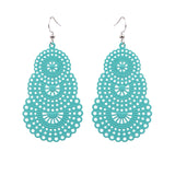 Geometric round flowers with openwork metal earrings