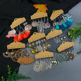 Retro alloy drop pink tassel earrings