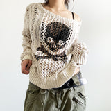 2025 autumn and winter  new street hipster solid color knitted bottoming shirt hollow twist crew neck sweater women