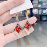 Geometric crystal opal earrings