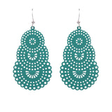Geometric round flowers with openwork metal earrings