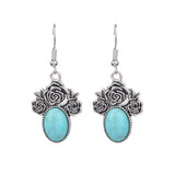 Turquoise earrings with wind flowers and water drops